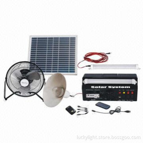 LED Solar System with MP3, FM, Fan, LED Light and Mobile Phone Charger
